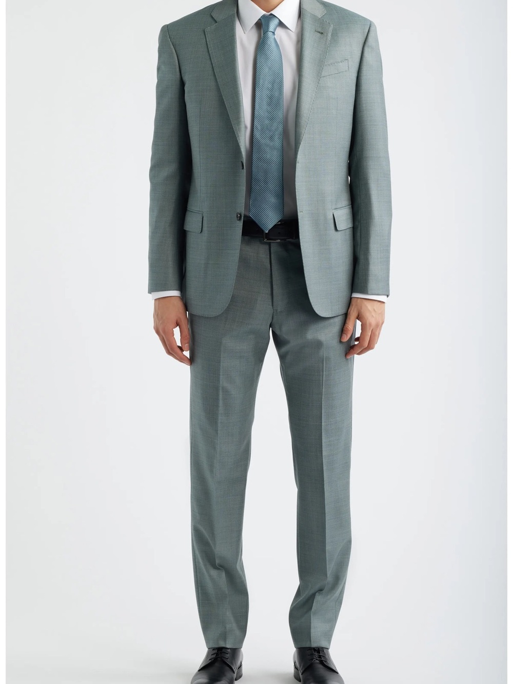 Emporio Armani Sage Green Wool Sharkskin Suit